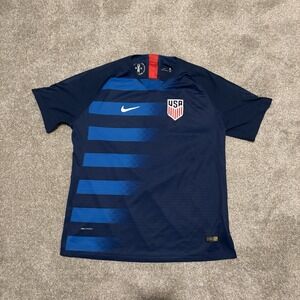 Nike Dri Fit USA National Team 2018 Soccer Jersey Mens L Blue Away Embroidered